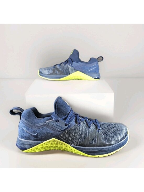 Nike Metcon Flyknit 3 Blue Obsidian Volt Athletic Shoes AQ8022-407 - Men\'s 8.5